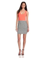 Striped Print Faille/Rayon/Silk  Dress