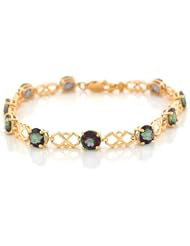 14k Yellow Gold Mystic Topaz Unique Cris Cross Designer Bracelet