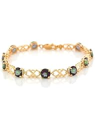 10k Yellow Gold Mystic Topaz Unique Cris Cross Designer Bracelet