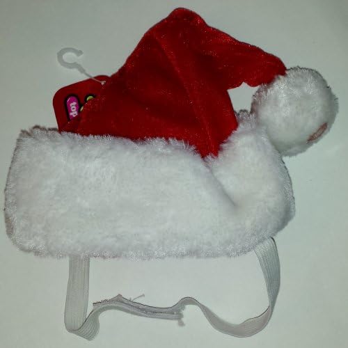 Santa Elf Hat with Light up Pom Elastic Chin Strap Dog Accessory Pet Apparel