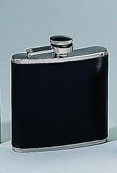 5 OUNCE STAINLESS STEEL BLACK LEATHER FLASK