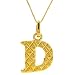 Sterling Silver & 18K Gold Overlay Big 'D Pendant w/ Box Chain 18