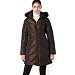 BGSD Women's Chevron Quilted Down Parka Coat with Fox Fur Trim in Black or Brown