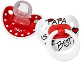 Fashy 95.1401/12 - Papa is the Best Silikon-Schnuller, ab 12 Monate, 2-er Packung
