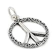 Plain Silver Decorated Peace Sign Pendant