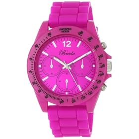 Breda Womens 2293-Hot Pink Haley Trendy Silicone Watch