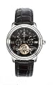 Burgmeister Trafalgar BM128-122 Herren Automatik Uhr Leder schwarz Tag/Datum/Monat/2. Zeitzone offene Unruh