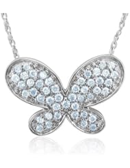 14k White or Yellow Gold Butterfly Diamond Pendant Necklace (HI, I1-I2, 0.30 carat)