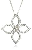 14k White Gold Diamond Cross and Flower Pendant (1/4 cttw, G-H Color, I1 Clarity)