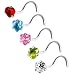 18 Gauge Stainless Steel Heart CZ Nose Ring Pack