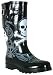 Women's Black Dueling Skulls Waterproof Rubber Rain and Garden Boots