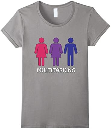 Multitasking Polyamorous / Bisexual Relaxed Fit TShirt - Female Medium - Slate