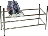Produkt-Bild: Schuhregal Schuh Aufbewahrungs System verchromt Metall bis. 62-110 cm, 2 B&ouml;den bis 12 Paar ausziehbar teleskopisch. Verchromt. Kombinierbar