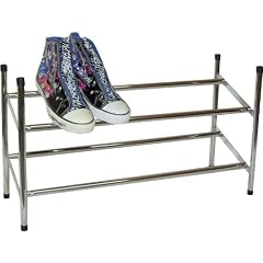 Schuhregal Schuh Aufbewahrungs System verchromt Metall bis. 62-110 cm, 2 B�den bis 12 Paar ausziehbar teleskopisch. Verchromt. Kombinierbar
