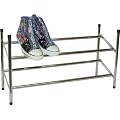 Schuhregal Schuh Aufbewahrungs System verchromt Metall bis. 62-110 cm, 2 B�den bis 12 Paar ausziehbar teleskopisch. Verchromt. Kombinierbar