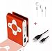 smartec24® Mini Clip MP3 Player in orange inkl. 1x Ohrhörer und 1x Mini USB 2.0 Highspeed Lade- und Datenkabel