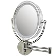 Wall Mounted Dimmable Lighted Oval 8X/1X Mirror, Satin Nickel