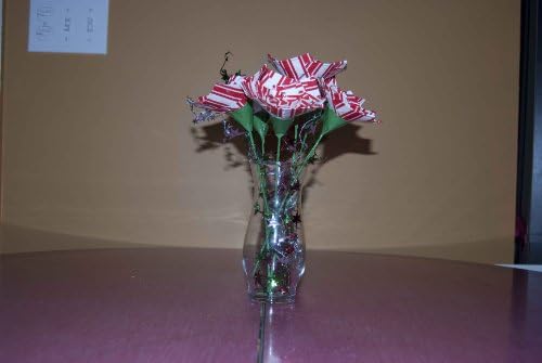 Peppermint Stripe (Red and White) Duct Tape Flower Bouquet - Holiday Flowers - Christmas Flowers