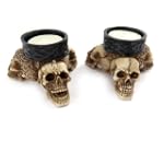 Paire de bougeoirs "T�te de Mort"