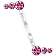 Pink Jeweled Sterling Silver Acrylic Push In Eyebrow Ring