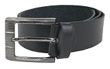 Mens Genuine Real Leather BLACK Belt with Silver Buckle - to Fit Waist S-XXL 30 - 54 UK