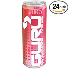 Guru Juicy Superfruit Energy Drink, 100% Natural, 12-Ounce Cans (Pack of 24)