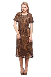 Georgette/Viscose Elbow Length Sleeves  Dress
