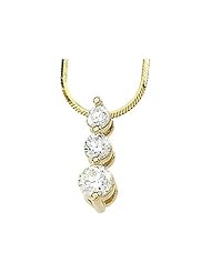 14K Yellow Gold Diamond Three-Stone Pendant - 0.75 Ct. -- LIFETIME WARRANTY