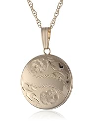 14k Yellow Gold Filled Engraved Round Locket, 18"