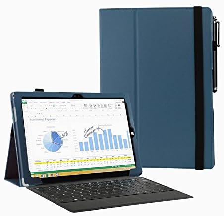 JUSUN Microsoft Surface PRO 3 (3rd Generation) PU Leather Folio Stand Protective Case Cover Skin With Stylus For Microsoft Surface PRO 3 (3rd Generation) Windows 8.1 Tablet (12 inch) (Blue)