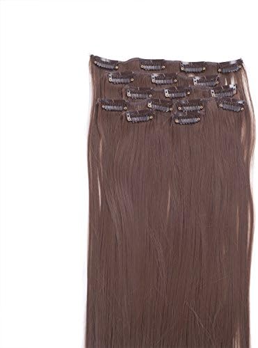 Duafire 22" Clip in Wig Extensions 12/613# Brown 7pcs 70g