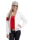 NCAA University of Arkansas Kashwere U 3-Tone Motorcycle Jacket White with Red and Black Large 8-10