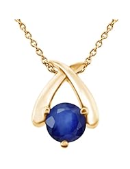 1.06 Ct Round Blue SI1/SI2 Sapphire 14K Yellow Gold Pendant
