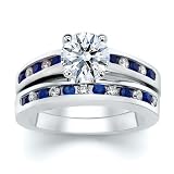 2.50 CT ROUND DIAMOND W ROUND BLUE SAPPHIRE RING SET