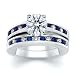 Jewelry : 2.50 CT ROUND DIAMOND W ROUND BLUE SAPPHIRE RING SET
