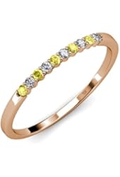 Yellow and White Diamond (SI2-I1, G-H) 10 Stone Wedding Band 0.25 ct tw in 14K Gold