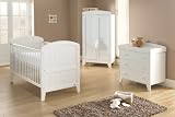 Lollipop Lane Oakhill Furniture Roomset with Cot Bed, Wardrobe and Changer (White, 3 Piece)