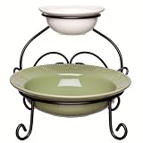 Signature Housewares Sorrento Chip-and-Dip Server, Green/Ivory