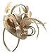 Felizhouse Fascinator Hats For Women Feather Cocktail Party Hats Bridal Kentucky Derby Headband, #1 Satin Light Khaki, One Size