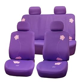 FH-FB053114 Floral Embroidery Design Car Seat Covers Purple Color
