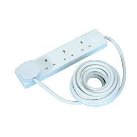 Masterplug 4 Gang Extension Lead 5 Metre, 13 Amp, White