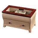 Mele & Co. Iris Walnut & Creme Glass Top Jewelry Box