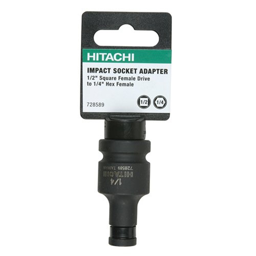 Hitachi 728589 1/2-Inch Square Female Drive to 1/4-Inch Hex Female Drive Impact Socket Adapter