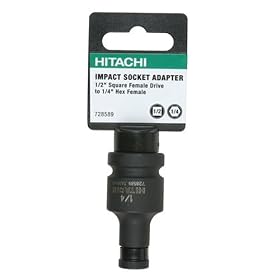 Hitachi 728589 1 2-Inch Square Female Drive to 1 4-Inch Hex Female Drive Impact Socket... by Hitachi
