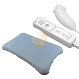 Silicone Skin Case for Nintendo Wii Fit Balance Board (Light Blue) + 2 Pack of Clear White Skin Case for Wii Remote Control / Controller & Nunchuk
