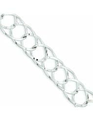 Genuine .925 Sterling Silver Polished Oval Loop Bracelet 13.8 Grams 7.5 Inch Length. 100% Satisfaction Guaranteed.