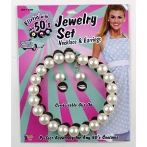 Pearl Necklace And Earrings Costume Accessory