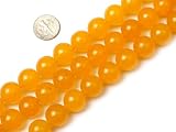 14mm round gemstone yellow jade beads strand 15"