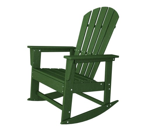 Polywood Outdoor Furniture South Beach Rocker Chair, Green-Recycled Plastic Materials