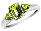 Peridot Ring with Diamonds 1.66 Carats (ctw) in 10K White Gold